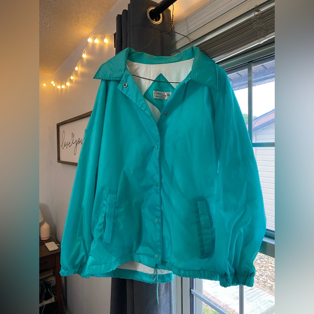 Current Seen Windbreaker Teel Vintage Button Up with Hood